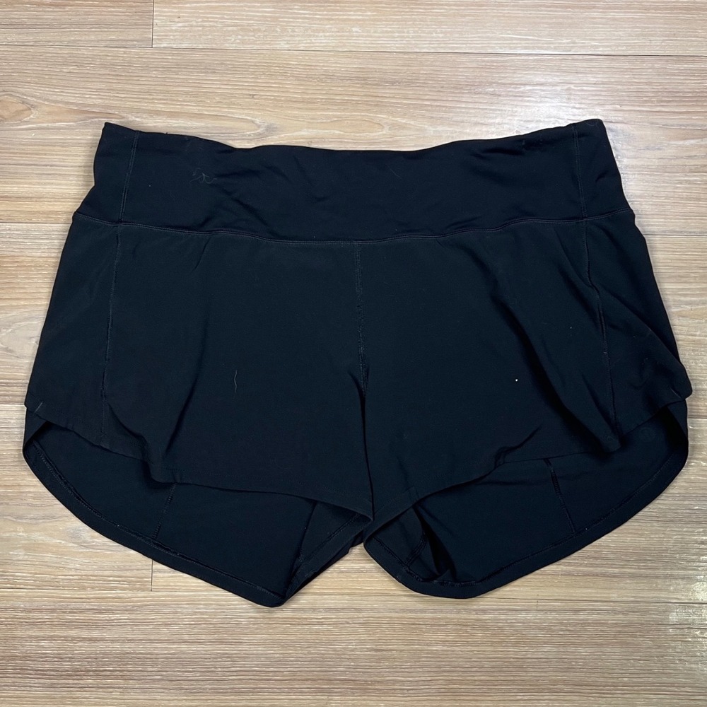 Lululemon Womens Speed Up Running Shorts Zipper Pocket Black Size 10